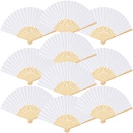 Witte vouwfan draagbare Chinese bamboe papier fans huwelijksgeschenk voor gast verjaardagsfeestje decoratie kinderen diy schilderen