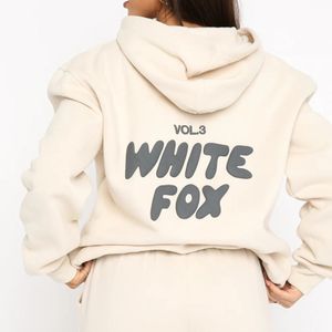White Fox Designer Dames Trainingspaksets Twee 2-delige set Kleding Kleding Sportieve trui met lange mouwen en capuchon Trainingspakken Lente Herfst Winter Cadeau