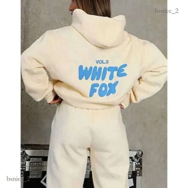 White Fox Sudadera con capucha Conjuntos de chándal Conjunto de ropa Mujer Primavera Otoño Invierno Nueva sudadera con capucha Conjunto Deportivo de moda Jersey de manga larga con capucha 787