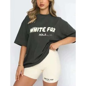White Foxx Set Femmes convient aux femmes à manches courtes T-shirt Summer Women Fashion Casual Casual Sweatshirt lâches Top Woman Tracksuit Shorts 597 560