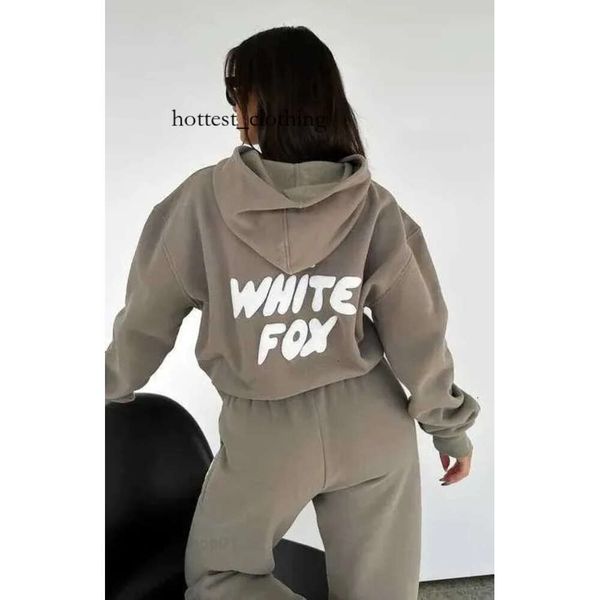 Foxx blanc ensembles deux 2 pièces ensemble femmes hommes vêtements sport à manches longues pull à capuche survêtements printemps 115 renards blancs