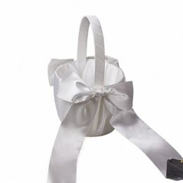 White fr Girls Basket Pearl Simple Wedding Basket For FR Bride / Kids Hand Teny Wedding Ceremy Party décoratis 5445 #