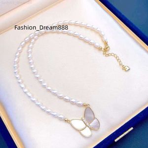 Collier de perles de Moissanite papillon Fritillaria blanc 5-6mm collier de perles de riz d'eau douce naturelle bijoux de perles élégants pour femmes