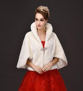 Manteau de fourrure blanche étole de mariage châle haussement d'épaules de mariée bal boléro Cape dames soirée fausse fourrure enveloppes de mariage mode Vintage8401241