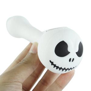 Blanc Fantôme Portable Tuyaux En Silicone Amovibles Crâne Style Verre Nineholes Singlehole Filtre Bol Herbe Tabac Porte-Cigarette Narguilé Pipe À Eau Bong Fumer DHL