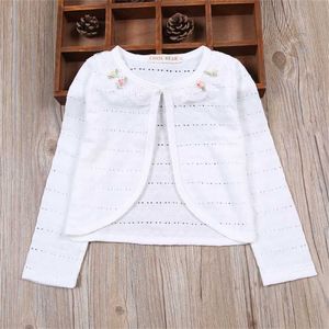 Cardigan blanc pour filles, pull en coton à manches longues, pour enfants de 1 2 3 4 6 8 10 11 ans, manteau printemps-automne, 175005 211106