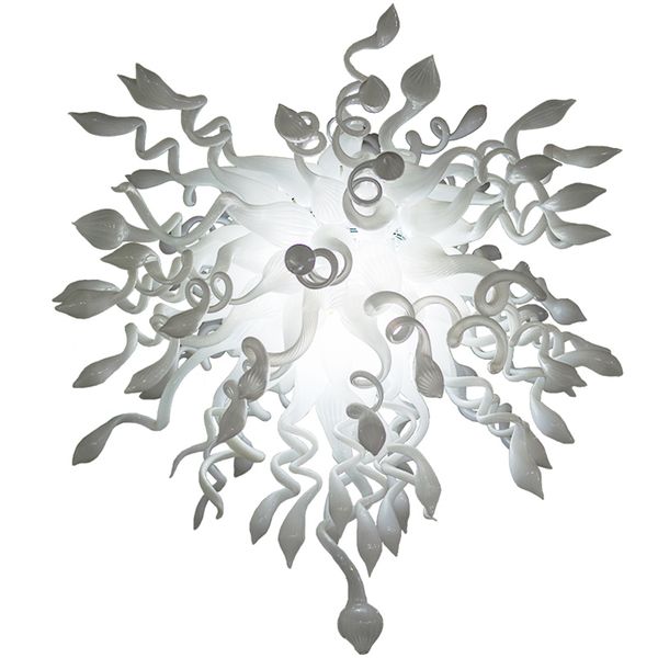 Lámpara de interior de vidrio blanco, lámpara colgante LED de 110-240V, luces de araña colgantes sopladas a mano para escalera, comedor, hogar