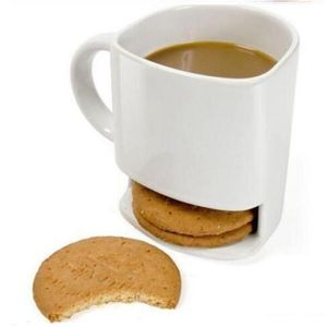 Witte geglazuurde keramische mok koffie thee koekjes melk dessert beker theekopje kant cookie zakken houder voor thuiskantoor 250 ml wq86-wll