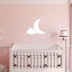 Wit/Goud/Roze Maan Wolken Sterren Stippen Muurstickers voor Kinderkamer Baby Kinderkamer Meubels Decoratieve Stickers muurstickers