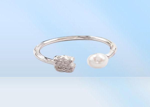 Los cachorros de oro blanco anillo con diamantes y joyas de oso paerl 925 Sterling Andy Jewel 7152650106753138