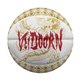 Boule de basket-ball en caoutchouc en or blanc taille 7 Pompe à aiguille gratuite Dragon Dragon Design Outdoor Basket Durable Bask 240510