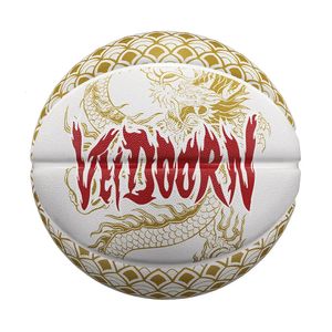 Balle de basket-ball en caoutchouc en or blanc taille 7 à aiguille libre Pompe Net Dragon Design extérieur Basket durable Boulange 240408