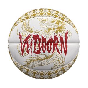 Balle de basket-ball en caoutchouc en or blanc taille 7 à aiguille libre Pompe Net Dragon Design extérieur panier durable 240407