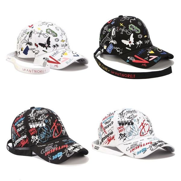 Chapeau de baseball graffiti blanc hommes et femmes mode casquette longue ceinture prix usine conception experte qualité dernier style statut d'origine