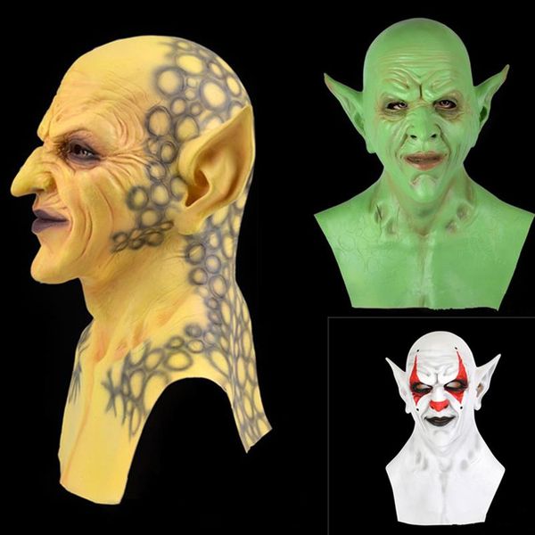 Blanco Verde Amarillo Rápido nuevo pequeño fantasma máscara tocado Demonio payaso vampiro orco máscara Halloween fiesta de cumpleaños divertido264E