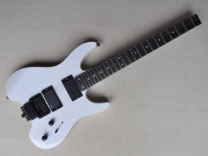Guitare électrique blanche sans tête avec Floyd Rose, micros EMG, touche en palissandre, 24 frettes