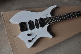 Guitarra eléctrica de seis cuerdas sin cabeza blanca, podemos personalizar todo tipo de guitarras