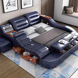 Blanc High End Double Bed Designer European Luxury Modern Twin Lad Frame Platform Multifinectional Cama Box Casal Home Furniture