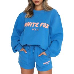 Witte hoodie Fox Designer Tracksuit Shorts Long Whites Mouwved Foxx Two 2 -delige vrouwelijke Coture Pullover Hoodeds Casual Sweatshirt