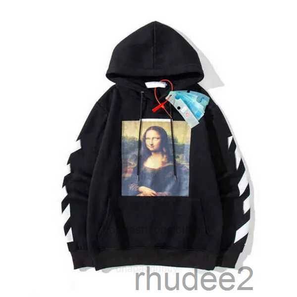 Sweat à capuche blanc Designer Mens Mens Fashion Mona Lisa Princer Finger Print Sweatshirt à capuche surdimension