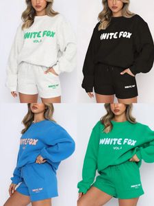 Conjuntos de chándal con capucha blanca para mujer, ropa con capucha de primavera, sudadera deportiva de moda de manga larga con capucha