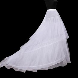 Witte petticoats hoepel 3 lagen crinoline petticoats voor trouwjurken lange trein petticoat
