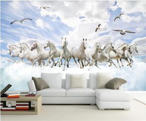 Fonds d'écran de cheval blanc 3D Fonds d'écran tridimensionnels du paysage de paysage TV Décoration murale peinture 4569036