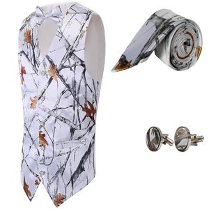 Witte jachtbuikvesten 4 -delige set Mossy Oak Camouflage Hunting Vesten Hoogwaardige heren Formele Camo Tuxedo Wedding Vesten 140 CM277J