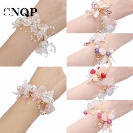 Witte imitati Pearl Crystal Fi Pols fr For Women Wedding Set Holiday Ball Hand Sieraden Girl Dancing Party Decorati N8LE#