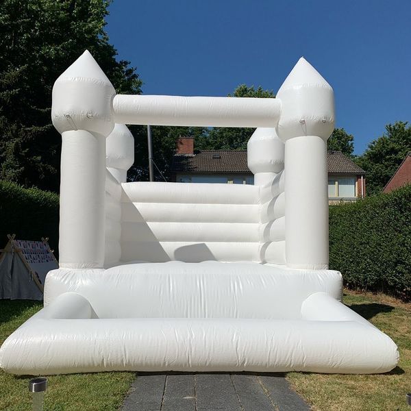 Casa de rebote inflable blanca con pozo de pelota para niños Mini piscina de gorilas de 10 pies con ventilador de aire envío de aire gratis a su puerta