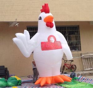 Modèle de coq de coq soufflé à l'air de poulet gonflable blanc Animaux soufflés pour les décorations d'événements en plein air