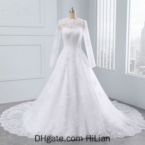 vestido de novia blanco ilusión estilo Iovry la manga larga de encaje apliques de cremallera para vestidos de bola bella novia vestido de la ocasión formal
