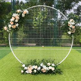 Wit Ijzer Decor Smeedijzeren Raster Rekwisieten Cirkel Bruiloft Boog Achtergrond Bloemen Frame DIY Festival Podium Plank Bogen Ronde Smeedijzeren Achtergrond Decoratie es ation