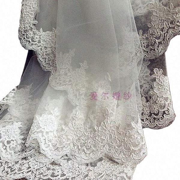 ACTIONS DE MARIAGE IVORIE BLANCHE LACE 3M CATHÉDRE LONGUEUR BLANCE VEILLE LACE MANTILLA D33F #