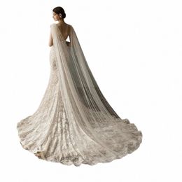Veille de mariage en ivoire blanc lg Cloak Wedding Cape Veil One Lay Cathedral Longueur Simple Elegant épaule Veil Bridal Bridal B76O #