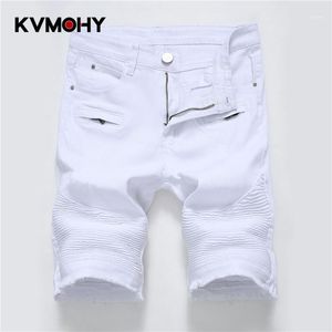 Witte jeans shorts voor mannen vracht Bermuda mannelijke mode gewassen denim short plus size homme1