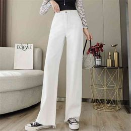 Witte jeans zomer mooie meisje temperament katoenen broek ademend en comfortabele kwast Koreaanse trend denim broek 210809