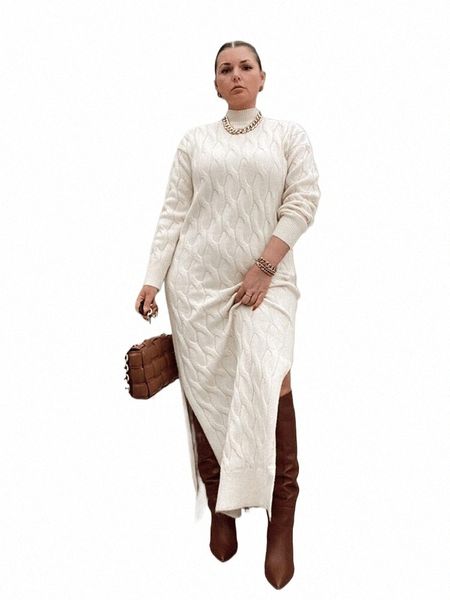 Dr Lady Lg tricoté blanc et élégant, plus la taille des vêtements pull Dres pour les femmes épais hiver Dr gros Dropship y0wD #