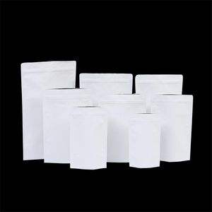 Bolsas de papel kraft blanco Papel de aluminio Plástico Mylar Bolsa a prueba de humedad para hierbas secas Flores Galletas Té Café Merienda Semillas Almacenamiento de dulces Embalaje universal