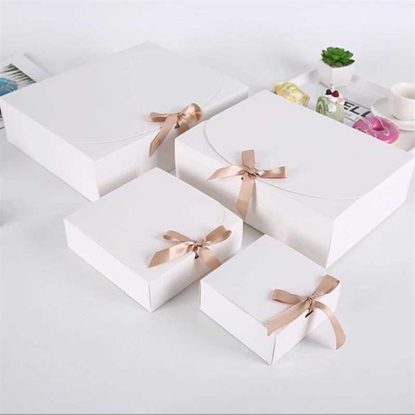 Boîte-cadeau en papier Kraft blanc, boîte de rangement de bonbons au chocolat et de biscuits faits à la main, fournitures de fête, rangement de vêtements pour anniversaire Y0606297P