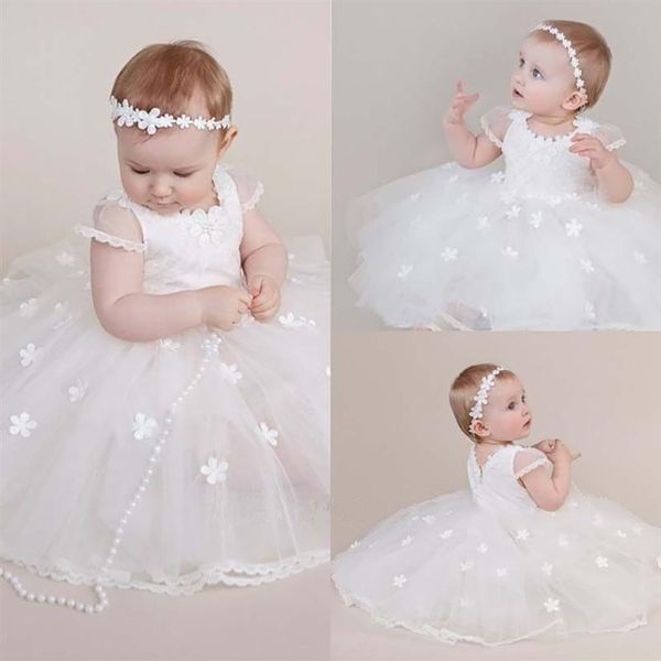 Robe de baptême en dentelle blanche pour bébé fille tenue de premier anniversaire fille enfants robe de fête de mariage baptême bébé fille Applique Dress198G