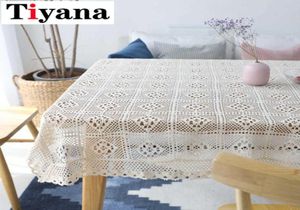 Nappe à crochet blanc en dentelle coton rectangle table de table à la maison El Textile décorzbtc017d3 2106263479135