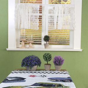 Blanc dentelle rideau pour fenêtre demi Transparent Tulle Voile court porte barre décor à la maison stores cantonnière rideaux