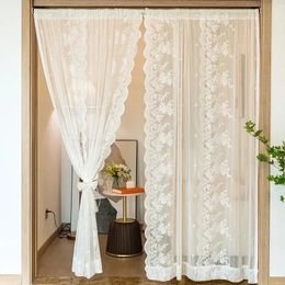 Cortina de encaje blanco, cortinas de tul de princesa transparente, gasa de tul sólido, cortinas de Organza, partición para decoración de sala de estar y baño 240116