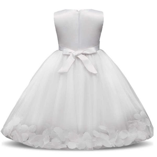 Blanc Dentelle Fleur Filles Robe De Mariée Cérémonies Formelles Robe Robe De Bal Enfants Vêtements Petite Fille Anniversaire Baptême Robe Q0716