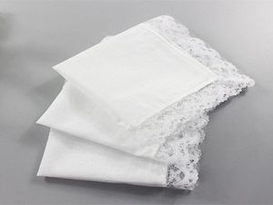Wit kanten dunne zakdoek vrouw bruiloft geschenken feest decoratie doek servetten gewoon blanco diy zakdoek 2525cm5205720
