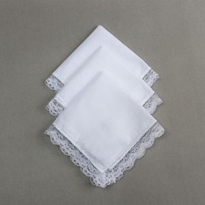 Witte Kant Dunne Zakdoek Vrouw Huwelijksgeschenken Feestdecoratie Doek Servetten Effen Blank DIY Zakdoek