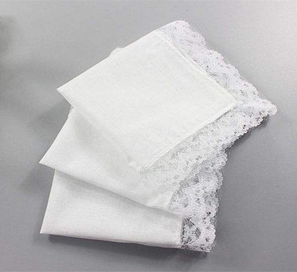 Mouchoir fin en dentelle blanche pour femme, cadeaux de mariage, décoration de fête, serviettes en tissu uni, blanc, mouchoir DIY, 2525cm9159387