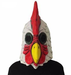 Latex blanc adultes adultes fous poulet cockerel masque halloween effrayant mascarade de masclaade masque masque de fête 2207048089856