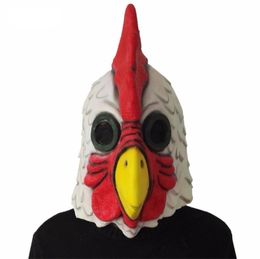Latex blanc adultes adultes fous poulet cockerel masque halloween effrayant mascarade de masque de cosplay masque masque 2207042241632